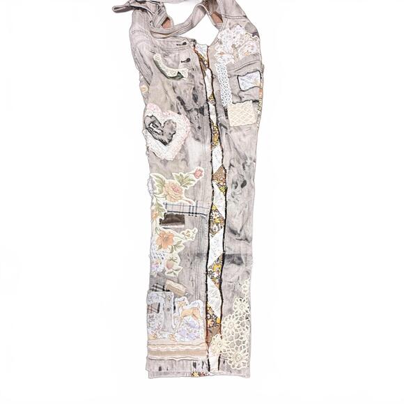 Handmade Up-cycled Magnolia Pearl inspired quilted Miner Overalls NWT - Picture 6 of 16